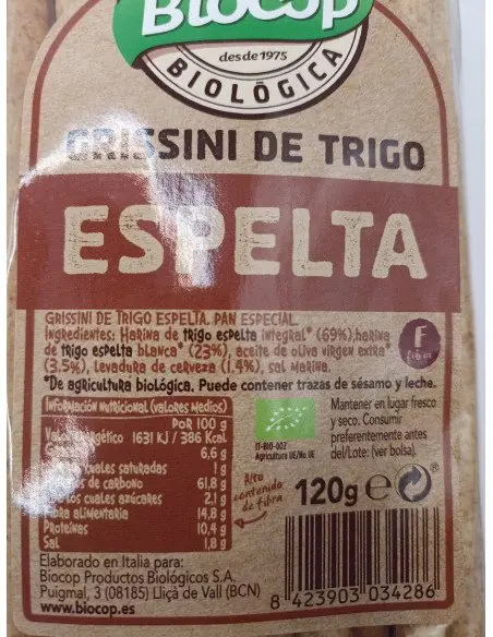 Grissini de Trigo Espelta Galletas Saladas y Crackers 2,99&nbsp;€ Tuladeliaeco Productos ecológicos